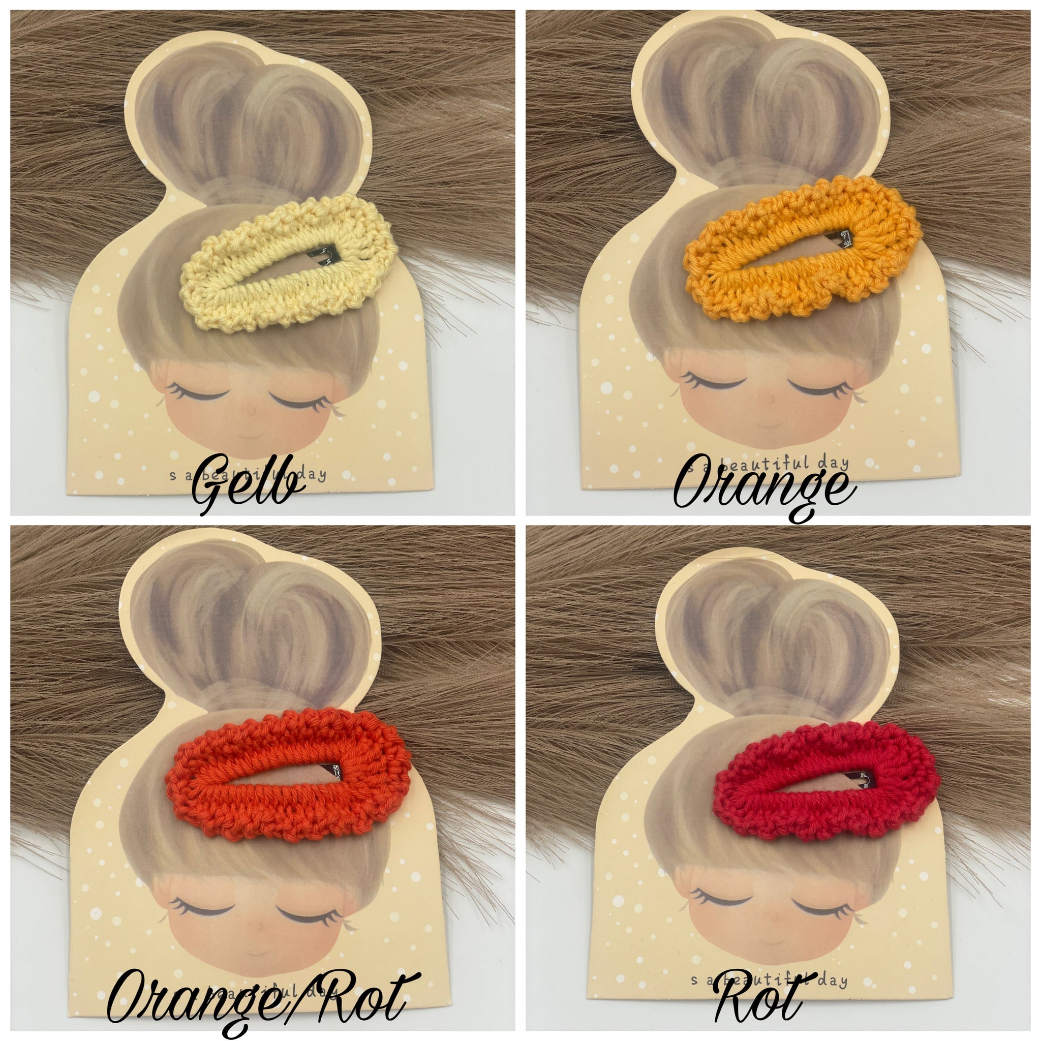 Haarspange "Ela" Gelb/Rottöne