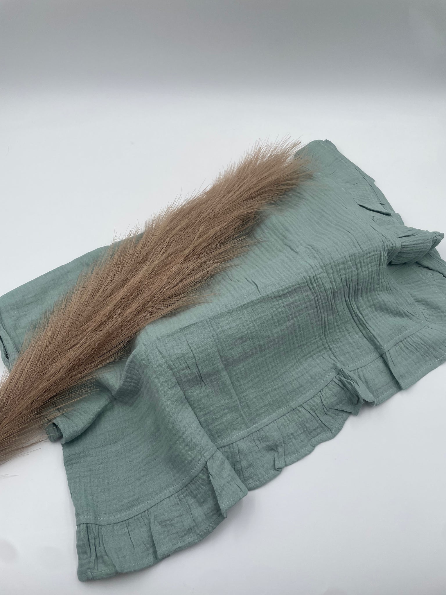 Musselindecke Rüschen "Petrol"