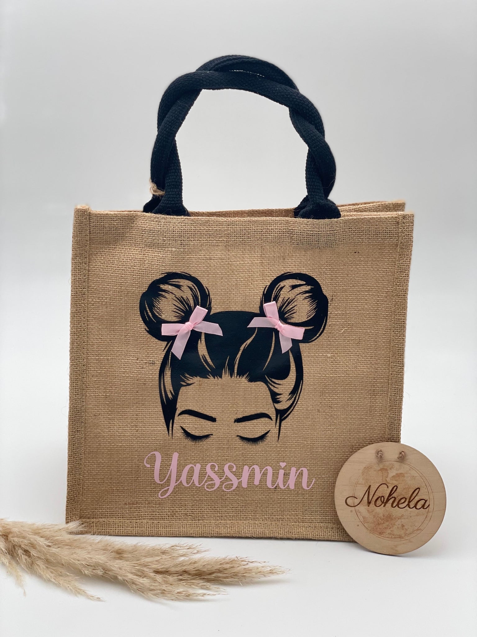Jute Tasche Dutt mit Schleifen