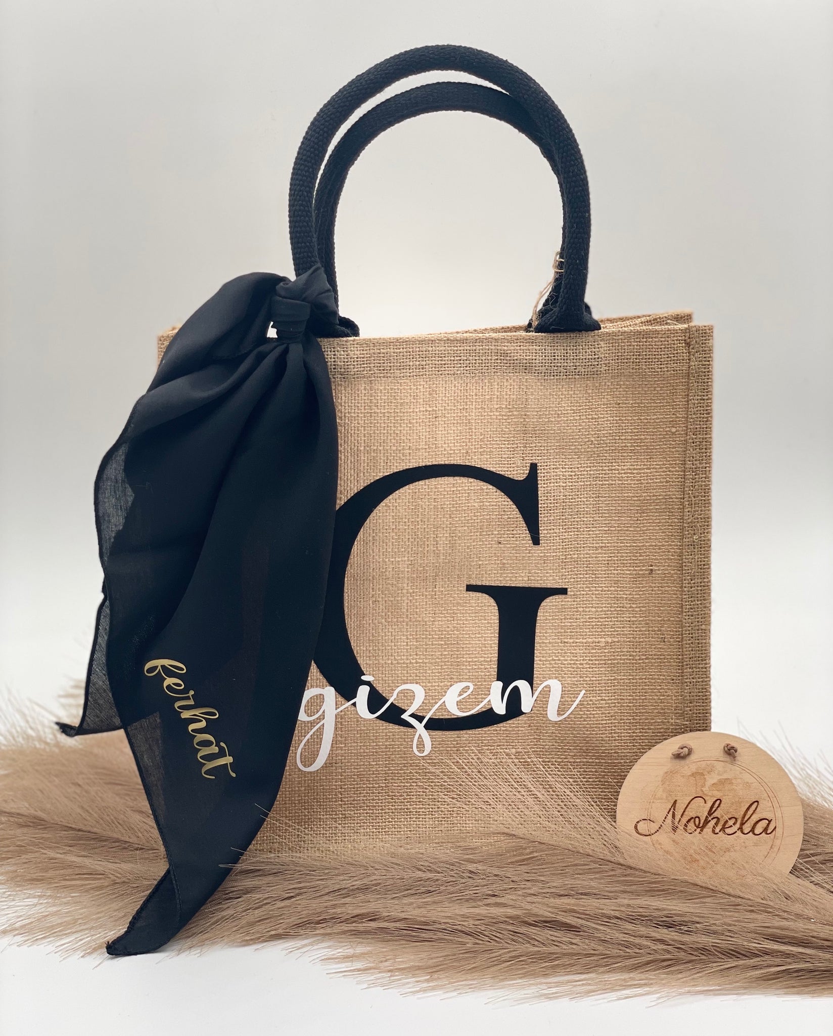 Jute Tasche mit Tuch