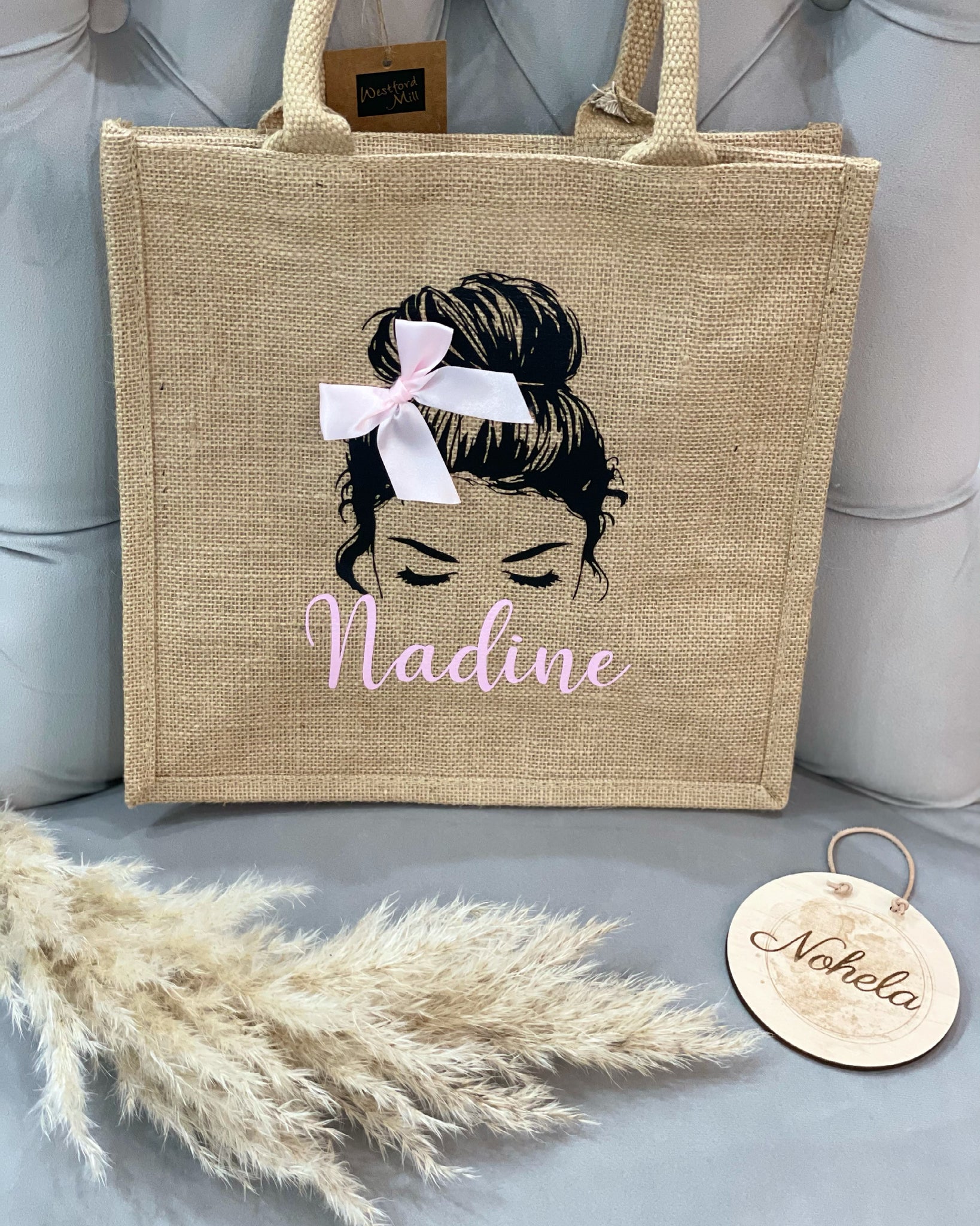 Jute Tasche Dutt mit Schleife