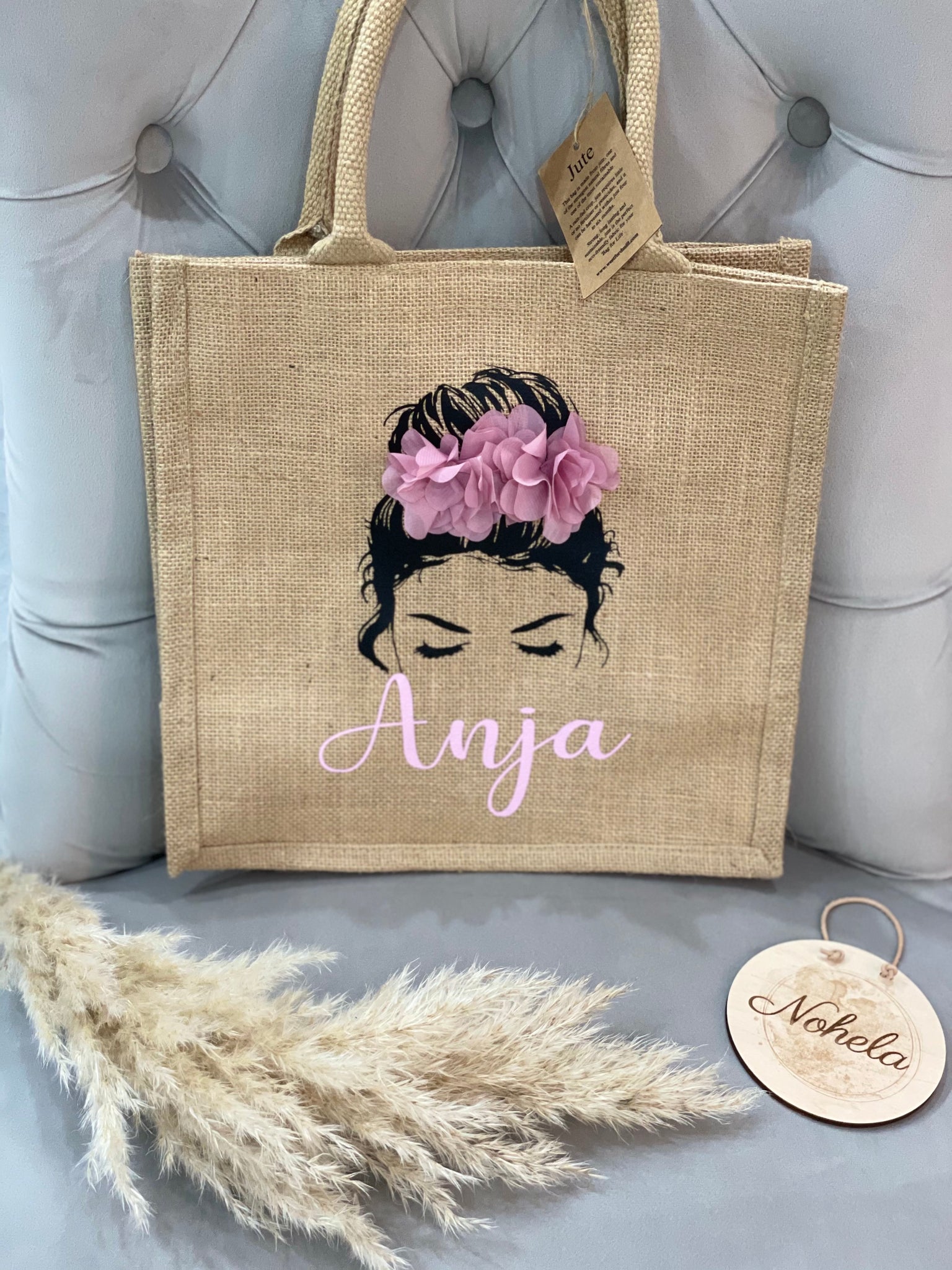 Jute Tasche 3D Blumen