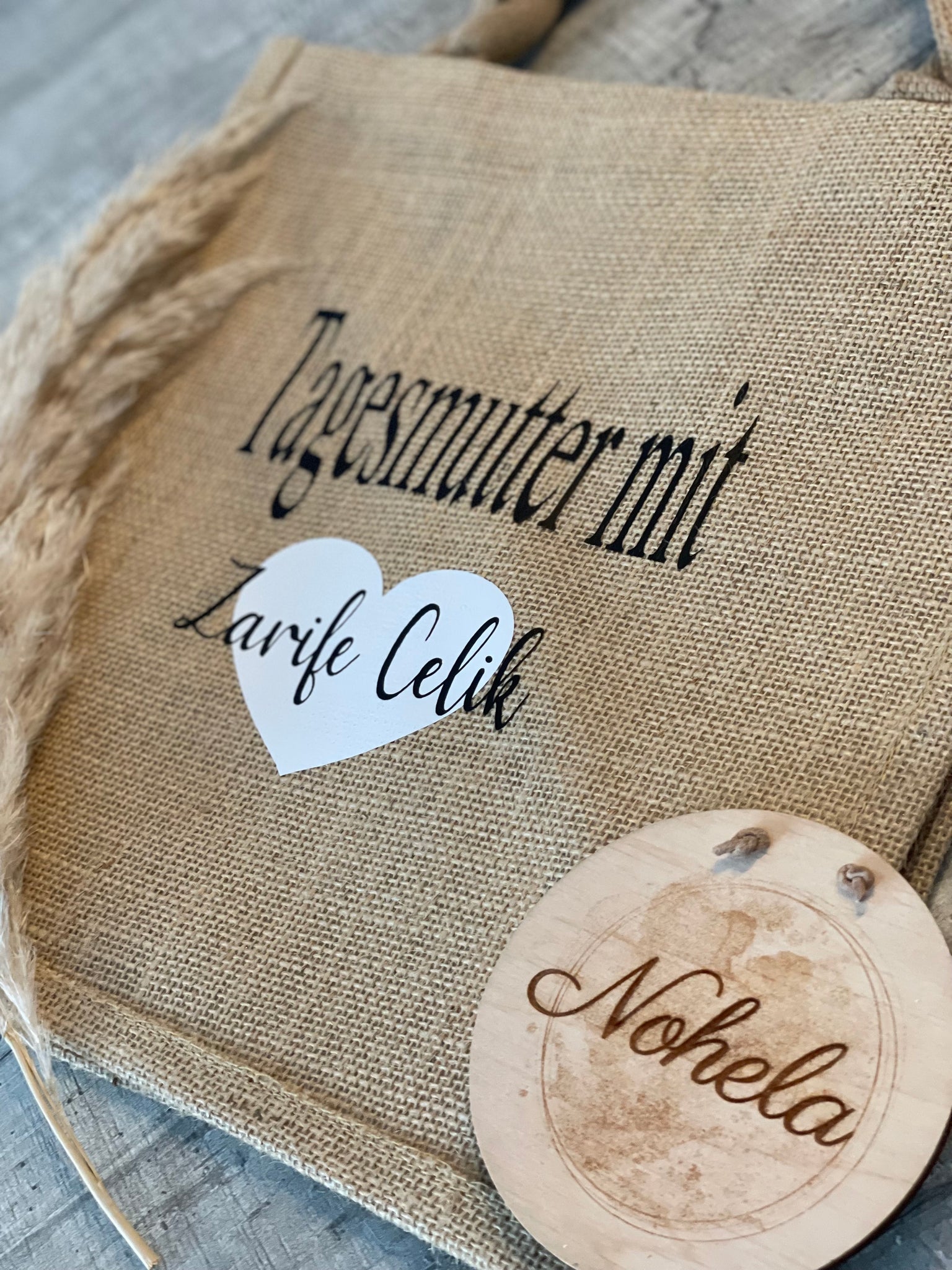 Jute Tasche Tagesmutter mit Herz