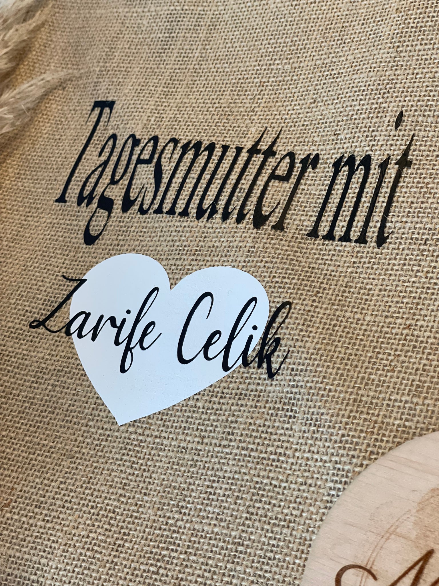 Jute Tasche Tagesmutter mit Herz